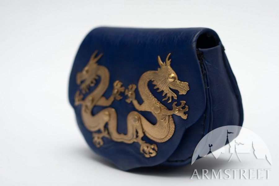Exclusive eastern mongol handmade leather bag with brass accents