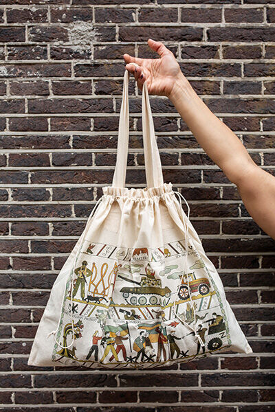 Cotton Shopping Bag with “Tapestry of War” Print for sale